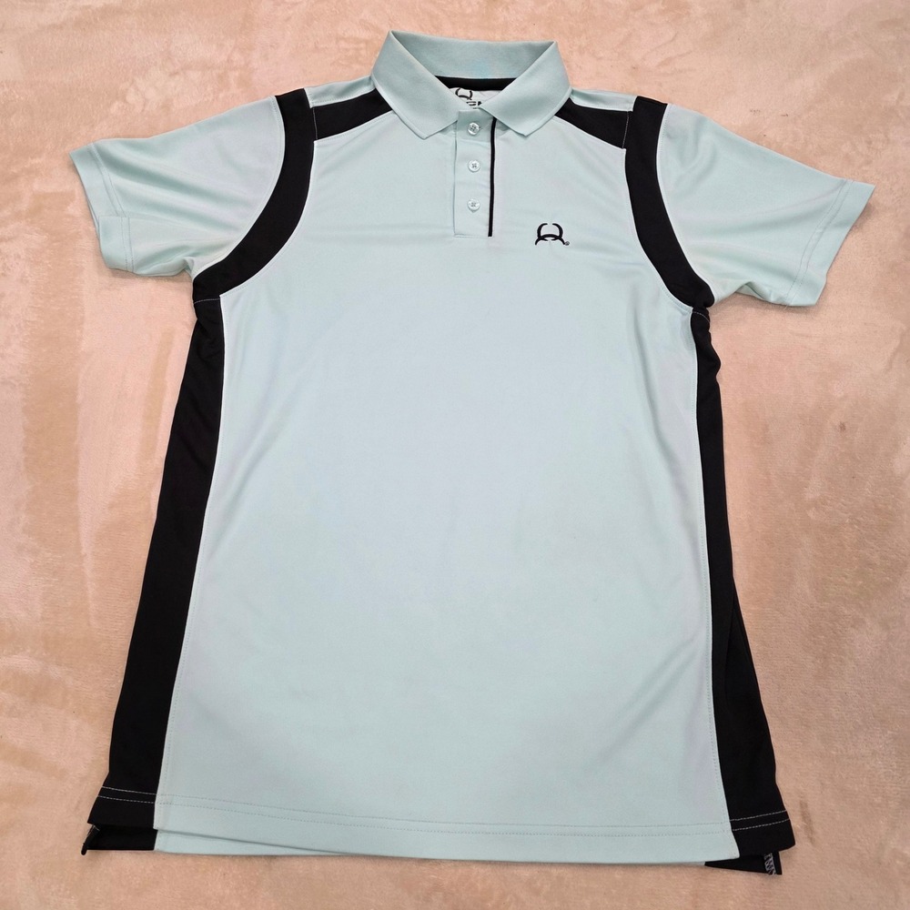 Cinch Mens Performance Polo Shirt Mint Green Black Colorblock Short Sleeve Small